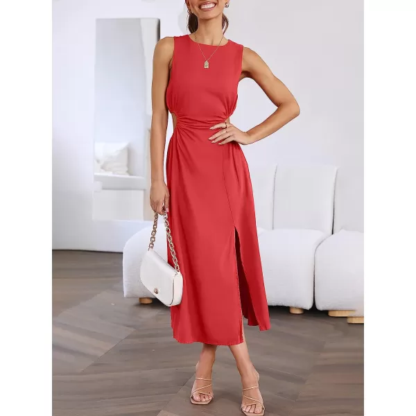 imageANRABESS Womens Summer Sleeveless Cutout Maxi Dress Bodycon Slit Beach Wedding Guest DressesRed