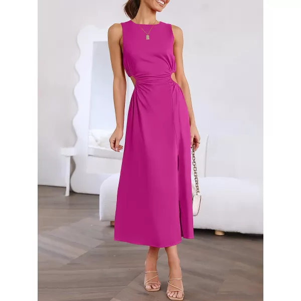 imageANRABESS Womens Summer Sleeveless Cutout Maxi Dress Bodycon Slit Beach Wedding Guest DressesRose