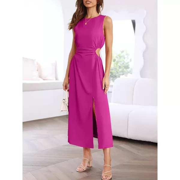 imageANRABESS Womens Summer Sleeveless Cutout Maxi Dress Bodycon Slit Beach Wedding Guest DressesRose
