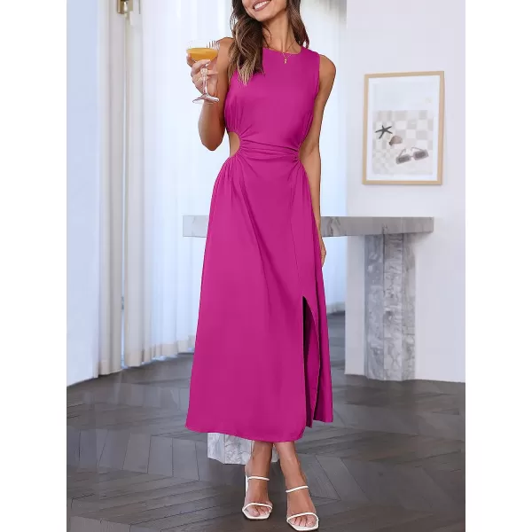 imageANRABESS Womens Summer Sleeveless Cutout Maxi Dress Bodycon Slit Beach Wedding Guest DressesRose