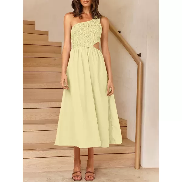 imageANRABESS Womens Summer Sleeveless Smocked One Shoulder Cutout Sundress Flowy ALine Beach Long Maxi DressBeige