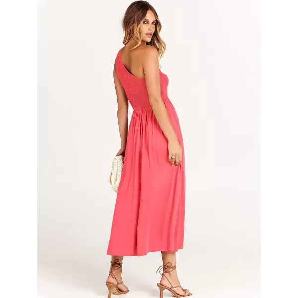 imageANRABESS Womens Summer Sleeveless Smocked One Shoulder Cutout Sundress Flowy ALine Beach Long Maxi DressPeach