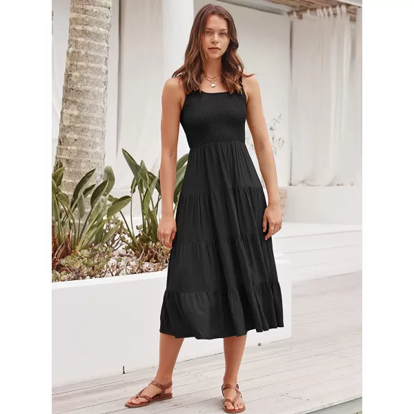 imageANRABESS Womens Summer Sleeveless Smocked Sundress Boho Ruffle Tiered Swing A Line Beach Midi Dress with PocketsBlack