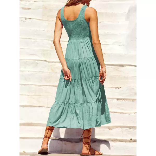 imageANRABESS Womens Summer Sleeveless Smocked Sundress Boho Ruffle Tiered Swing A Line Beach Midi Dress with PocketsLake
