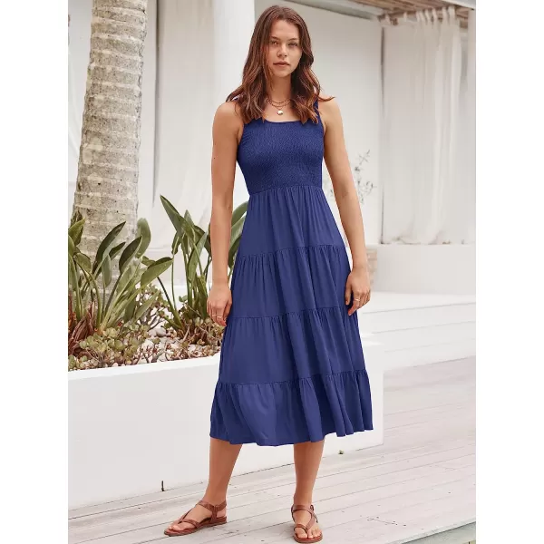 imageANRABESS Womens Summer Sleeveless Smocked Sundress Boho Ruffle Tiered Swing A Line Beach Midi Dress with PocketsNavy Blue
