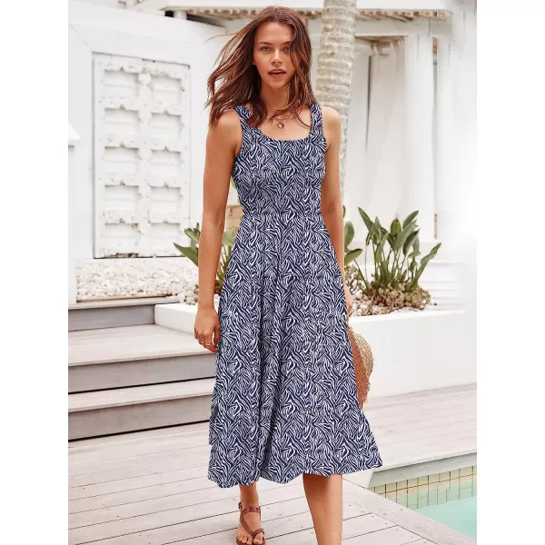 imageANRABESS Womens Summer Sleeveless Smocked Sundress Boho Ruffle Tiered Swing A Line Beach Midi Dress with PocketsPrint 02