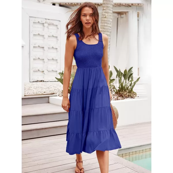 imageANRABESS Womens Summer Sleeveless Smocked Sundress Boho Ruffle Tiered Swing A Line Beach Midi Dress with PocketsRoyal Blue