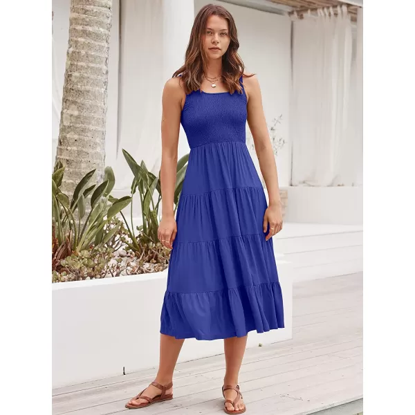 imageANRABESS Womens Summer Sleeveless Smocked Sundress Boho Ruffle Tiered Swing A Line Beach Midi Dress with PocketsRoyal Blue