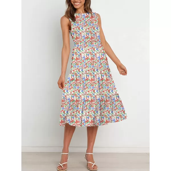 imageANRABESS Womens Summer Sleeveless Smocked Sundress Elastic Waist Tiered Swing A Line Beach Midi Dress with PocketsFloral 01