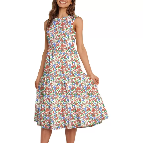 imageANRABESS Womens Summer Sleeveless Smocked Sundress Elastic Waist Tiered Swing A Line Beach Midi Dress with PocketsFloral 01