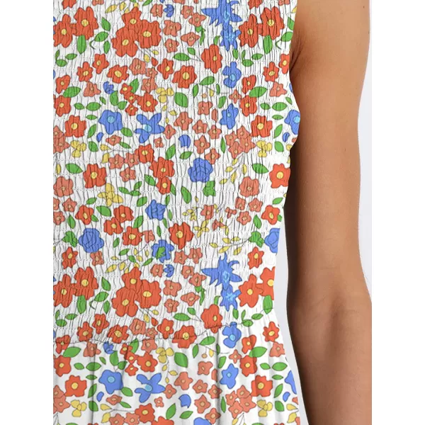 imageANRABESS Womens Summer Sleeveless Smocked Sundress Elastic Waist Tiered Swing A Line Beach Midi Dress with PocketsFloral 01