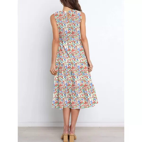 imageANRABESS Womens Summer Sleeveless Smocked Sundress Elastic Waist Tiered Swing A Line Beach Midi Dress with PocketsFloral 01