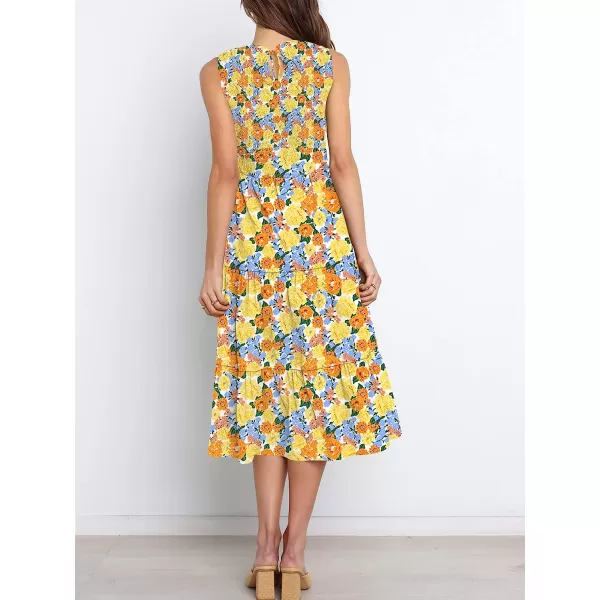 imageANRABESS Womens Summer Sleeveless Smocked Sundress Elastic Waist Tiered Swing A Line Beach Midi Dress with PocketsFloral 03