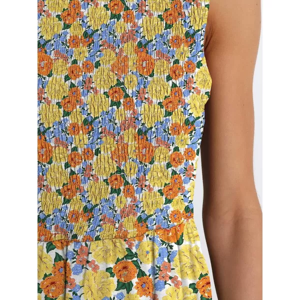 imageANRABESS Womens Summer Sleeveless Smocked Sundress Elastic Waist Tiered Swing A Line Beach Midi Dress with PocketsFloral 03