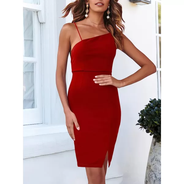 imageANRABESS Womens Summer Sleeveless Spaghetti Strap Short Dress Backless Bodycon Split Hem Cocktail Formal DressesRed