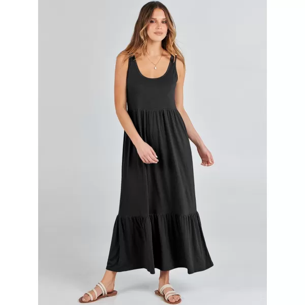 imageANRABESS Womens Summer Sleeveless Sundress Swing Dress Casual Flowy Tiered Beach Maxi Dress with PocketsBlack
