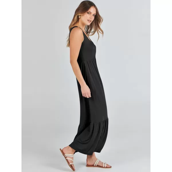 imageANRABESS Womens Summer Sleeveless Sundress Swing Dress Casual Flowy Tiered Beach Maxi Dress with PocketsBlack