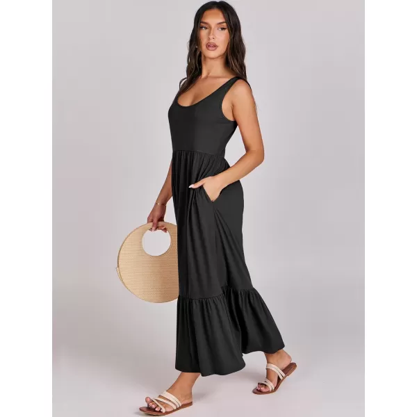 imageANRABESS Womens Summer Sleeveless Sundress Swing Dress Casual Flowy Tiered Beach Maxi Dress with PocketsBlack