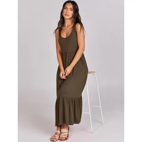 imageANRABESS Womens Summer Sleeveless Sundress Swing Dress Casual Flowy Tiered Beach Maxi Dress with PocketsCoffee
