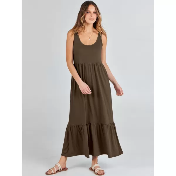 imageANRABESS Womens Summer Sleeveless Sundress Swing Dress Casual Flowy Tiered Beach Maxi Dress with PocketsCoffee