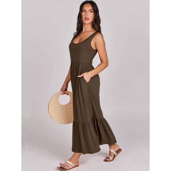 imageANRABESS Womens Summer Sleeveless Sundress Swing Dress Casual Flowy Tiered Beach Maxi Dress with PocketsCoffee