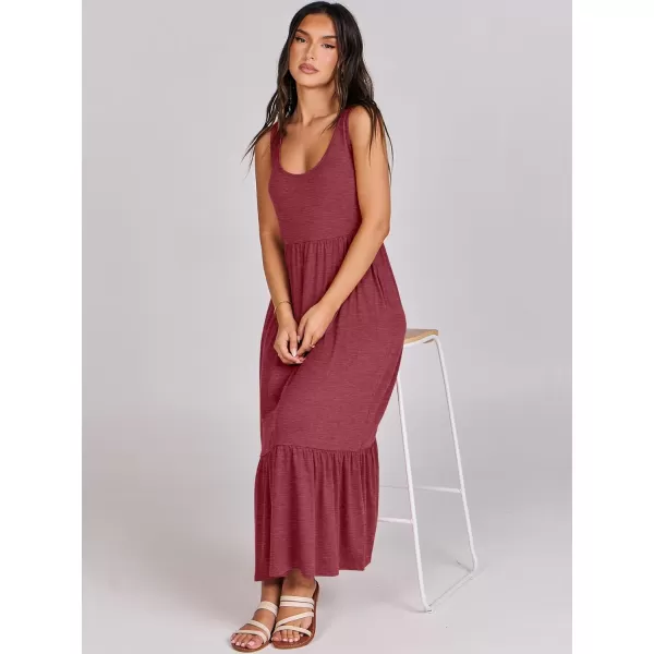 imageANRABESS Womens Summer Sleeveless Sundress Swing Dress Casual Flowy Tiered Beach Maxi Dress with PocketsDark Red