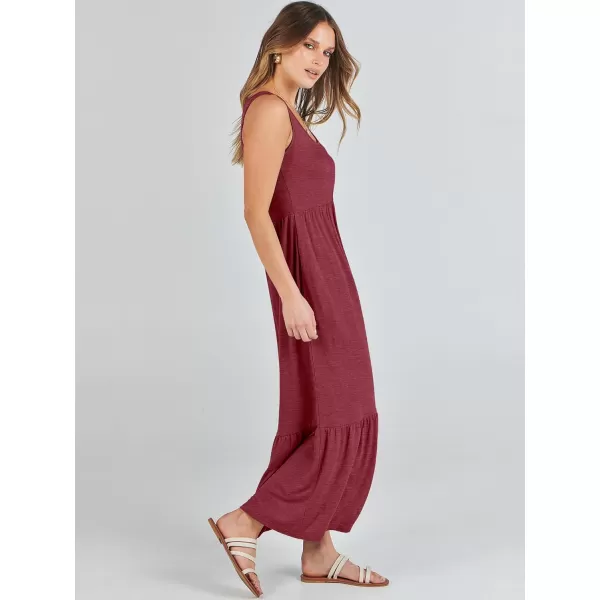 imageANRABESS Womens Summer Sleeveless Sundress Swing Dress Casual Flowy Tiered Beach Maxi Dress with PocketsDark Red