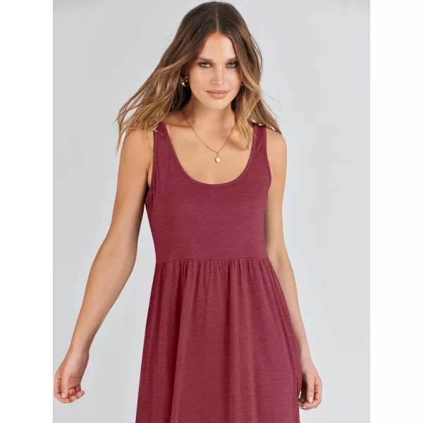 imageANRABESS Womens Summer Sleeveless Sundress Swing Dress Casual Flowy Tiered Beach Maxi Dress with PocketsDark Red