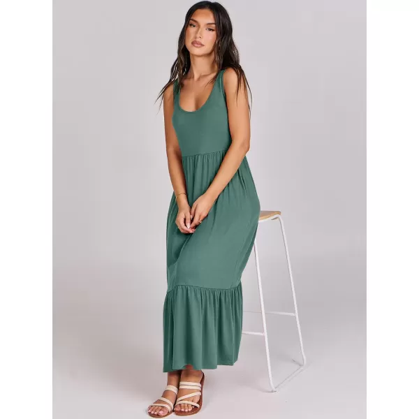 imageANRABESS Womens Summer Sleeveless Sundress Swing Dress Casual Flowy Tiered Beach Maxi Dress with PocketsGrass