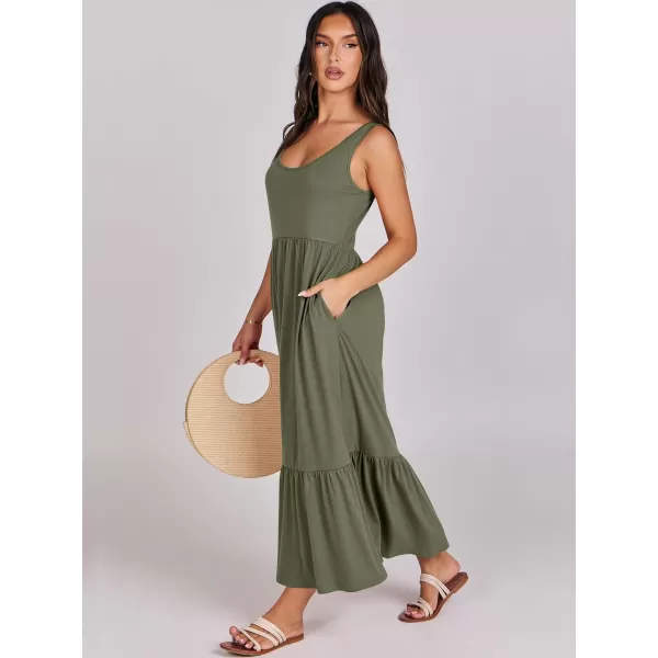 imageANRABESS Womens Summer Sleeveless Sundress Swing Dress Casual Flowy Tiered Beach Maxi Dress with PocketsGreen