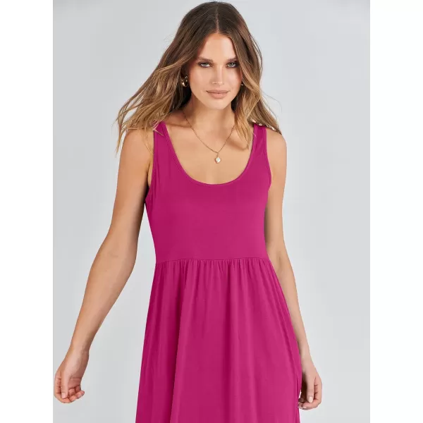 imageANRABESS Womens Summer Sleeveless Sundress Swing Dress Casual Flowy Tiered Beach Maxi Dress with PocketsRose