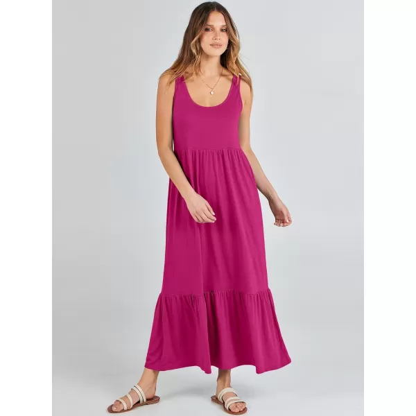 imageANRABESS Womens Summer Sleeveless Sundress Swing Dress Casual Flowy Tiered Beach Maxi Dress with PocketsRose