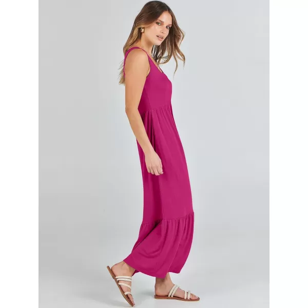 imageANRABESS Womens Summer Sleeveless Sundress Swing Dress Casual Flowy Tiered Beach Maxi Dress with PocketsRose