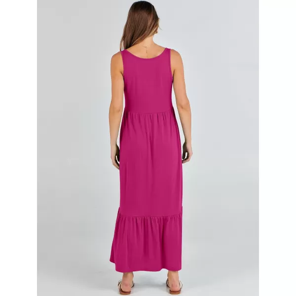 imageANRABESS Womens Summer Sleeveless Sundress Swing Dress Casual Flowy Tiered Beach Maxi Dress with PocketsRose