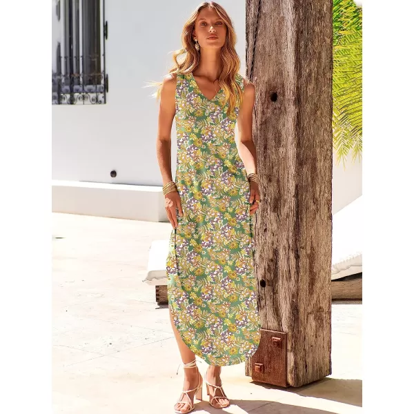 imageANRABESS Womens Summer Sleeveless V Neck Casual Loose Flowy Slit Maxi Beach Long Dresses with Pockets02 Floral