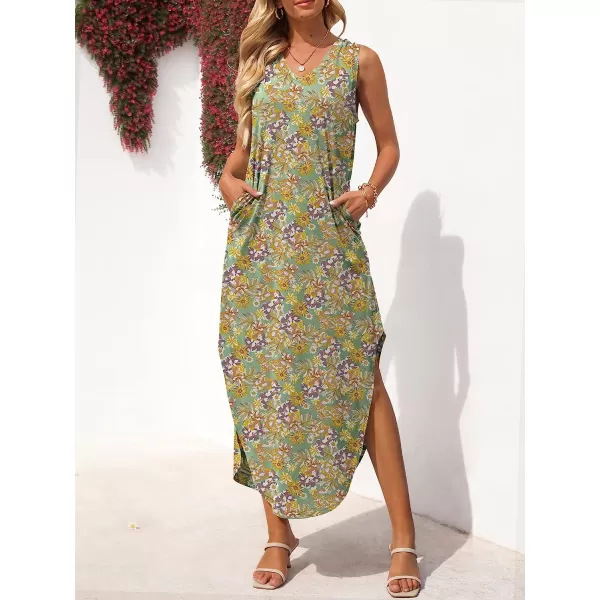 imageANRABESS Womens Summer Sleeveless V Neck Casual Loose Flowy Slit Maxi Beach Long Dresses with Pockets02 Floral