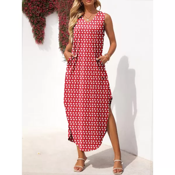 imageANRABESS Womens Summer Sleeveless V Neck Casual Loose Flowy Slit Maxi Beach Long Dresses with Pockets03 Dot