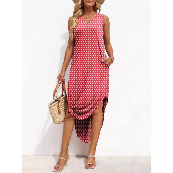 imageANRABESS Womens Summer Sleeveless V Neck Casual Loose Flowy Slit Maxi Beach Long Dresses with Pockets03 Dot