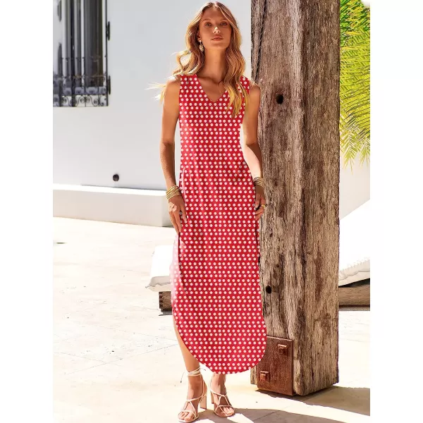 imageANRABESS Womens Summer Sleeveless V Neck Casual Loose Flowy Slit Maxi Beach Long Dresses with Pockets03 Dot