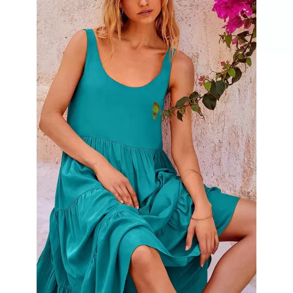 imageANRABESS Womens Summer Sleevelesss Scoop Neck Sundress Loose Casual Pleated Swing Flowy Beach Tank Midi Dress with PocketsBlue