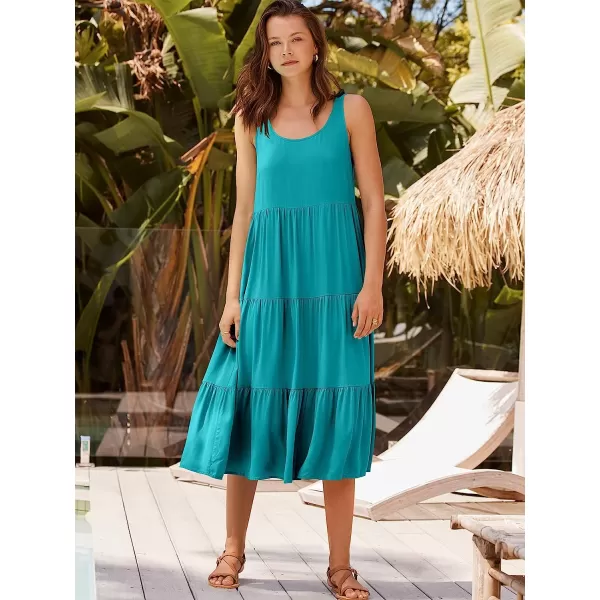 imageANRABESS Womens Summer Sleevelesss Scoop Neck Sundress Loose Casual Pleated Swing Flowy Beach Tank Midi Dress with PocketsBlue