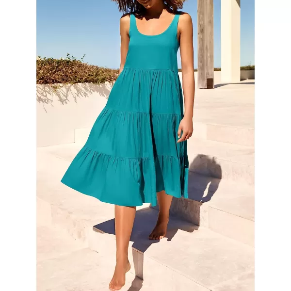 imageANRABESS Womens Summer Sleevelesss Scoop Neck Sundress Loose Casual Pleated Swing Flowy Beach Tank Midi Dress with PocketsBlue