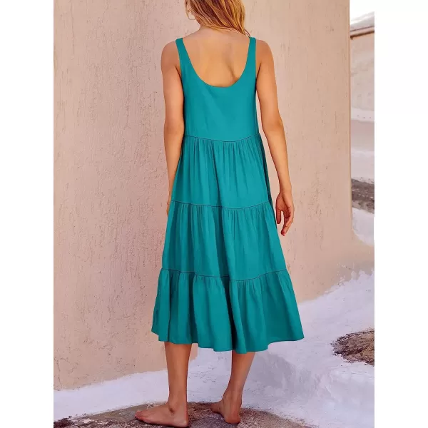 imageANRABESS Womens Summer Sleevelesss Scoop Neck Sundress Loose Casual Pleated Swing Flowy Beach Tank Midi Dress with PocketsBlue