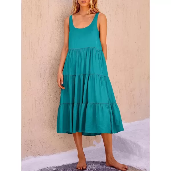 imageANRABESS Womens Summer Sleevelesss Scoop Neck Sundress Loose Casual Pleated Swing Flowy Beach Tank Midi Dress with PocketsBlue