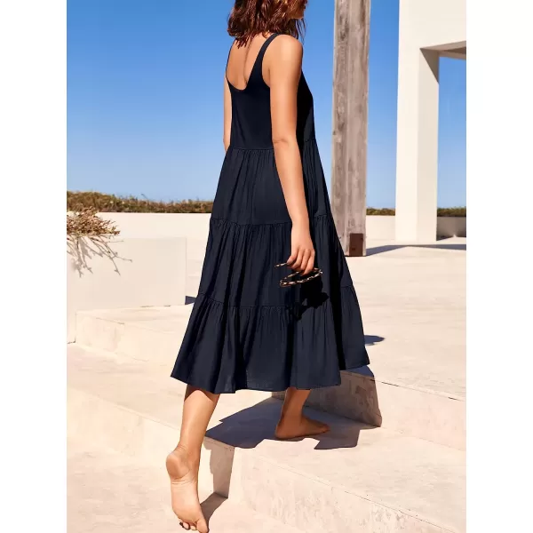 imageANRABESS Womens Summer Sleevelesss Scoop Neck Sundress Loose Casual Pleated Swing Flowy Beach Tank Midi Dress with PocketsNavy Blue
