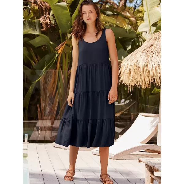 imageANRABESS Womens Summer Sleevelesss Scoop Neck Sundress Loose Casual Pleated Swing Flowy Beach Tank Midi Dress with PocketsNavy Blue