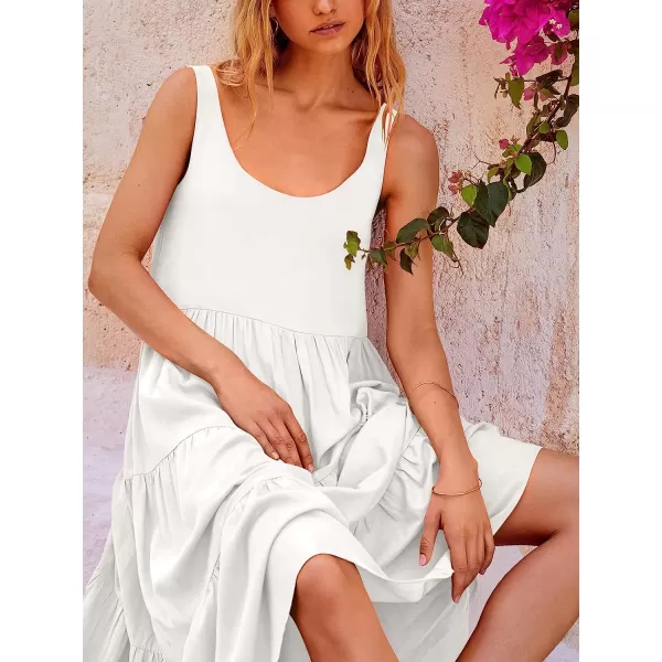 imageANRABESS Womens Summer Sleevelesss Scoop Neck Sundress Loose Casual Pleated Swing Flowy Beach Tank Midi Dress with PocketsWhite
