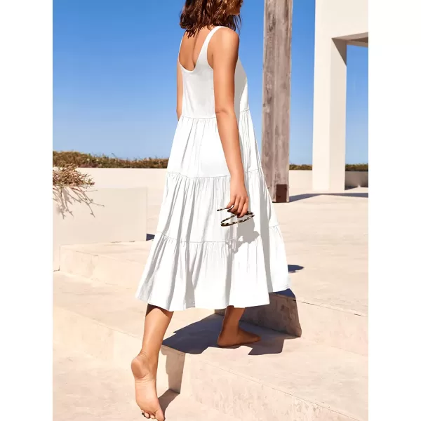 imageANRABESS Womens Summer Sleevelesss Scoop Neck Sundress Loose Casual Pleated Swing Flowy Beach Tank Midi Dress with PocketsWhite