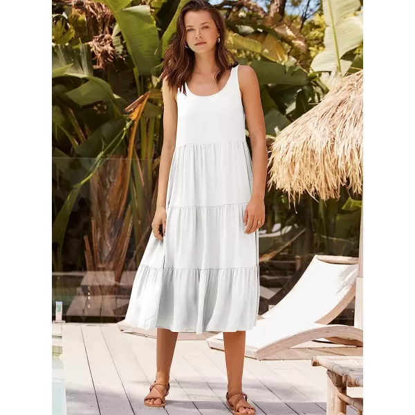 imageANRABESS Womens Summer Sleevelesss Scoop Neck Sundress Loose Casual Pleated Swing Flowy Beach Tank Midi Dress with PocketsWhite