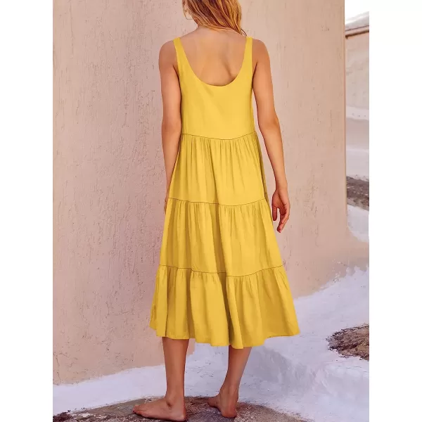 imageANRABESS Womens Summer Sleevelesss Scoop Neck Sundress Loose Casual Pleated Swing Flowy Beach Tank Midi Dress with PocketsYellow